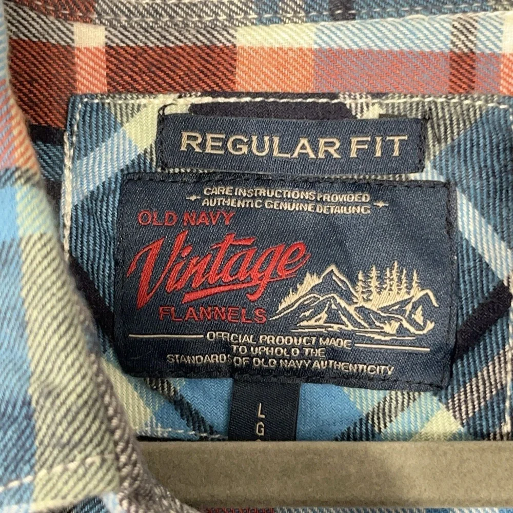 Old Navy Vintage Flannel Shirt Mens L Cotton Button Down Long Sleeve‎ Outdoor